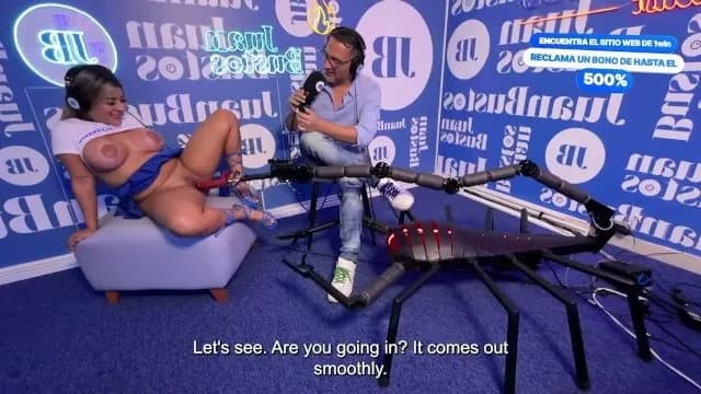 Latina Blonde Test Sybian and Sex Machine in Podcast