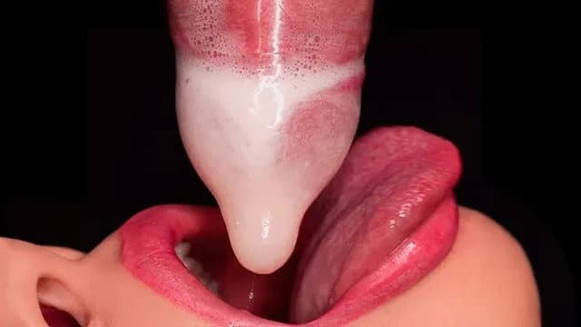 Close Up: Horny Mouth Milking All Cum Into Condom – Intense Milking Scene